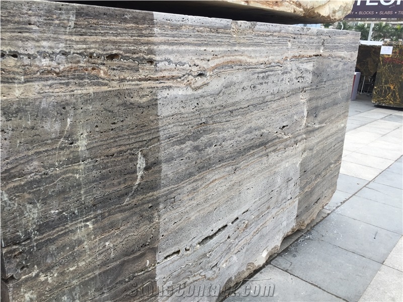 Persian Silver Travertine Blocks, Grey Travertine Blocks