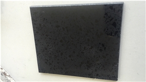 Black Big Granule Quartz Slab with Mirror Effect