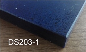 Blue Big Granule Quartz Slab with Mirror Effect