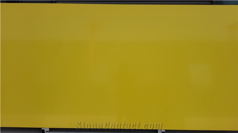Pure Yellow Artificial Quartz Stone Slab & Tile Engineered Stone