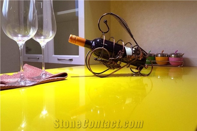 Pure Yellow Artificial Quartz Stone Slab & Tile Engineered Stone