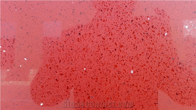 Red Big Granule Quartz with Mirror Effect
