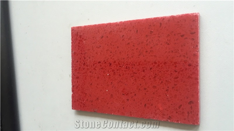 Red Big Granule Quartz with Mirror Effect