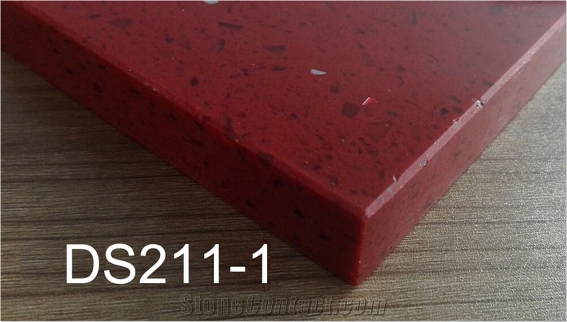 Red Big Granule Quartz with Mirror Effect