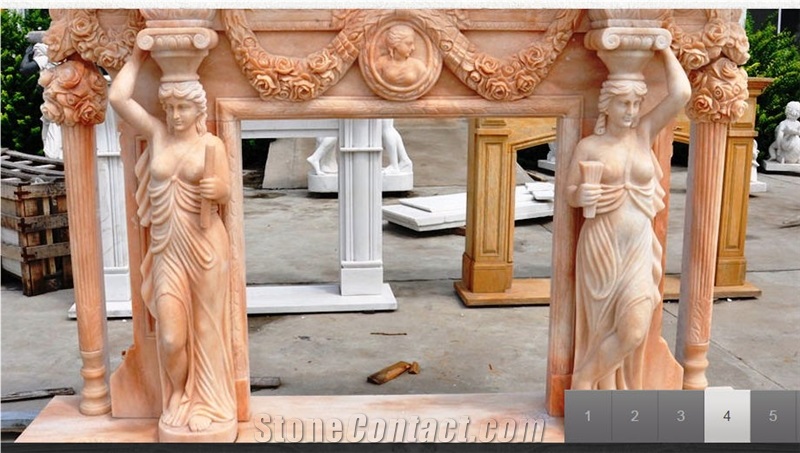 Sculptured Marble Fireplace Mantel