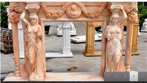 Sculptured Marble Fireplace Mantel