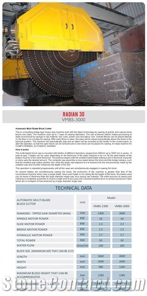 Radian-30 Vmbs-3000 Automatic Multi Blade Block Cutter