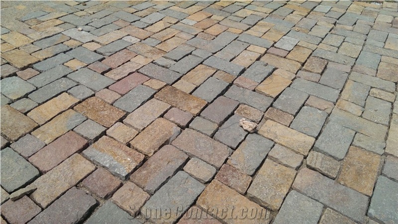 Grey Sandstone Cobbles, Cube Stone, Pavers