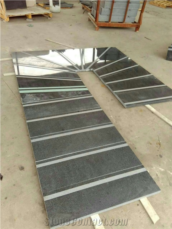 Good Polished G654 Steps/4mm Flamed Anti-Slip Strip/Nero Impala China/Dark Grey Stairs & Step /Natural Stone