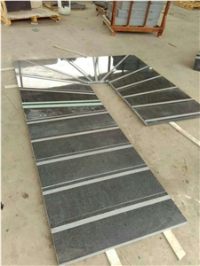 Good Polished G654 Steps/4mm Flamed Anti-Slip Strip/Nero Impala China/Dark Grey Stairs & Step /Natural Stone