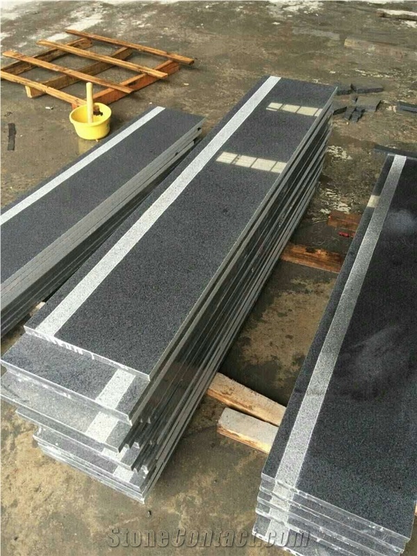 Good Polished G654 Steps/4mm Flamed Anti-Slip Strip/Nero Impala China/Dark Grey Stairs & Step /Natural Stone