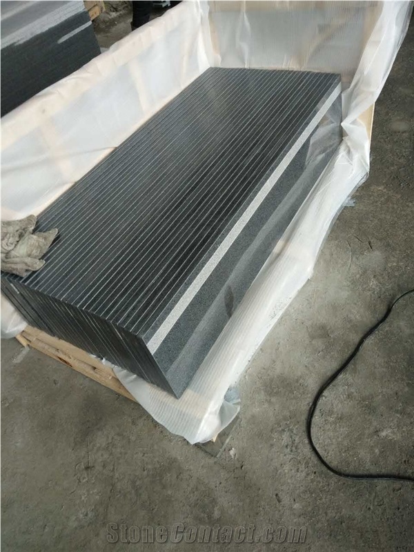 Good Polished G654 Steps/4mm Flamed Anti-Slip Strip/Nero Impala China/Dark Grey Stairs & Step /Natural Stone