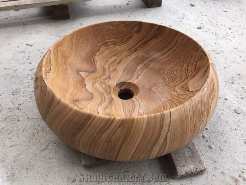 Sandstone Basin/Yellow Sandstone Sinks/Round Sinks/Bathroom Sinks/Wash Basins
