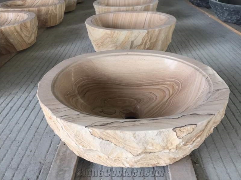 Yellow Wash Basin/Round Sinks/Restroom Sinks/Sandstone Basin/Over Sinks