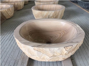 Yellow Wash Basin/Round Sinks/Restroom Sinks/Sandstone Basin/Over Sinks