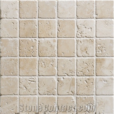 Ivory Travertine Tumbled Mosaic