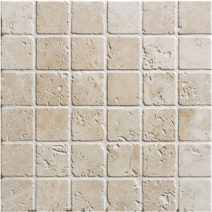 Ivory Travertine Tumbled Mosaic