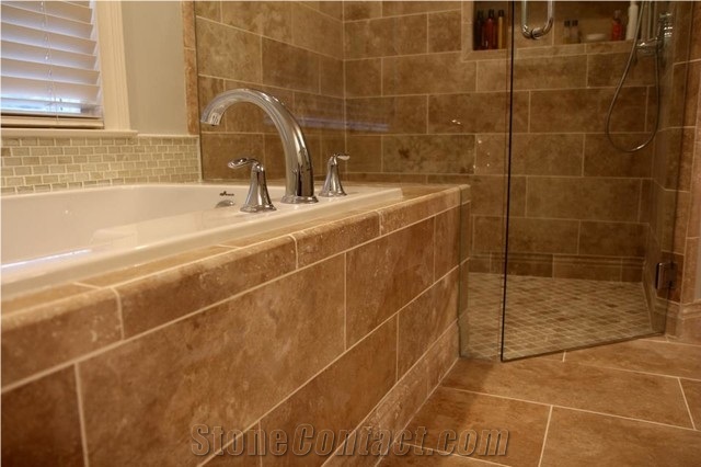Noce Travertine from Turkey Tiles & Slabs, Brown Travertine Tiles & Slabs