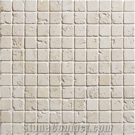 Travertine and Emperador Fume Marble Mosaic Moldings