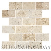 Travertine and Emperador Fume Marble Mosaic Moldings