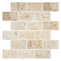 Travertine and Emperador Fume Marble Mosaic Moldings