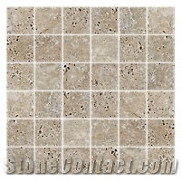 Travertine and Emperador Fume Marble Mosaic Moldings