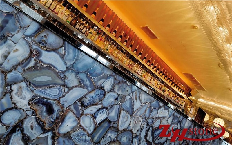 Blue Agate Semiprecious Stone Tile & Slab
