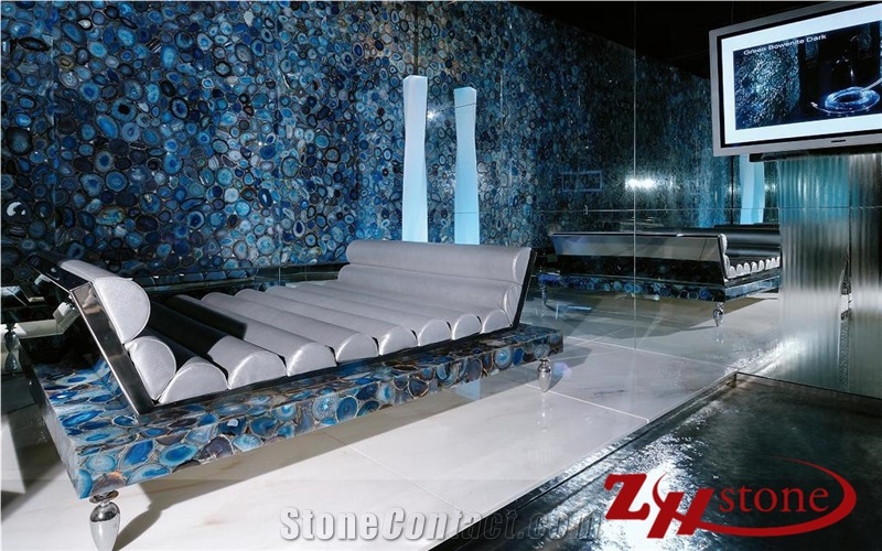 Blue Agate Semiprecious Stone Tile & Slab
