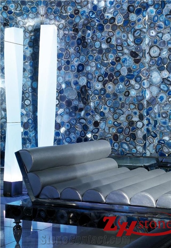 Blue Agate Semiprecious Stone Tile & Slab