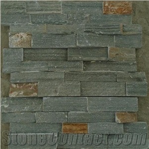 Dark Green Slate Cultured Stone For Wall Cladding, Stacked Stone Veneer, Thin Stone Veneer, Ledge Stone