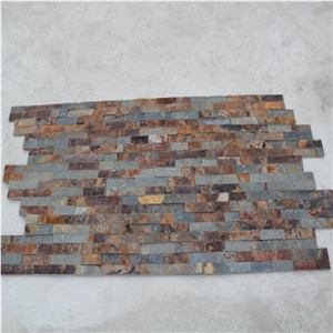 Rust Grey Slate Cultured Stone For Wall Cladding, Stacked Stone Veneer, Thin Stone Veneer, Ledge Stone