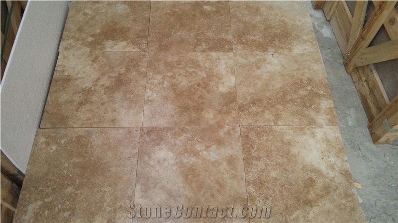 Toscana Travertine 40x40x3 cm Tiles, Ready Stock Immediate Shipment, Brown Travertine Flooring Tiles, Walling Tiles