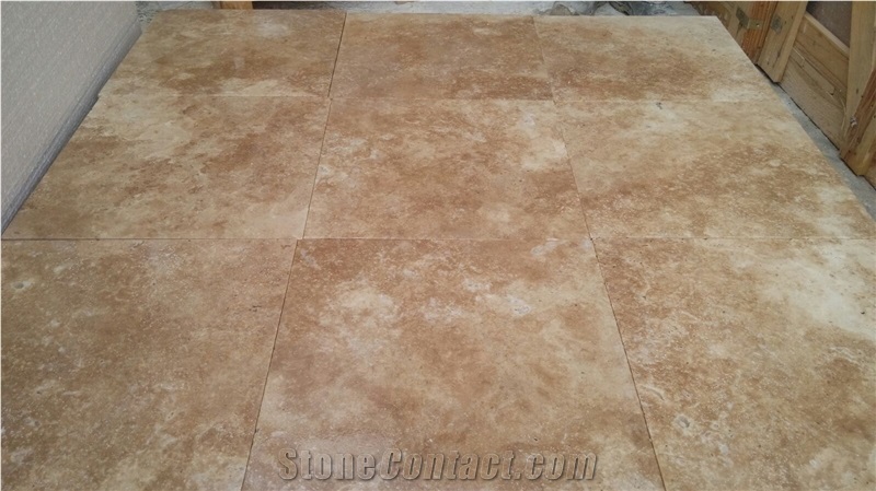 Toscana Travertine 40x40x3 cm Tiles, Ready Stock Immediate Shipment, Brown Travertine Flooring Tiles, Walling Tiles