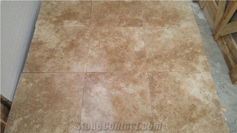 Toscana Tumbled 40x60x3 cm Tiles, Ready Stock - Immediate Shipment, Brown Travertine Floor Covering Tiles