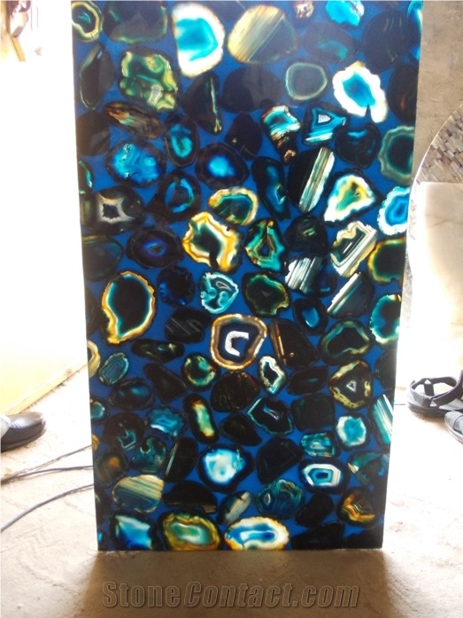 Blue Agate Stone Semiprecious Stone Tiles