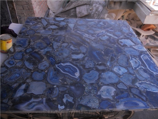 Blue Agate Stone Semiprecious Stone Tiles