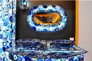 Blue Agate Stone Semiprecious Stone Tiles