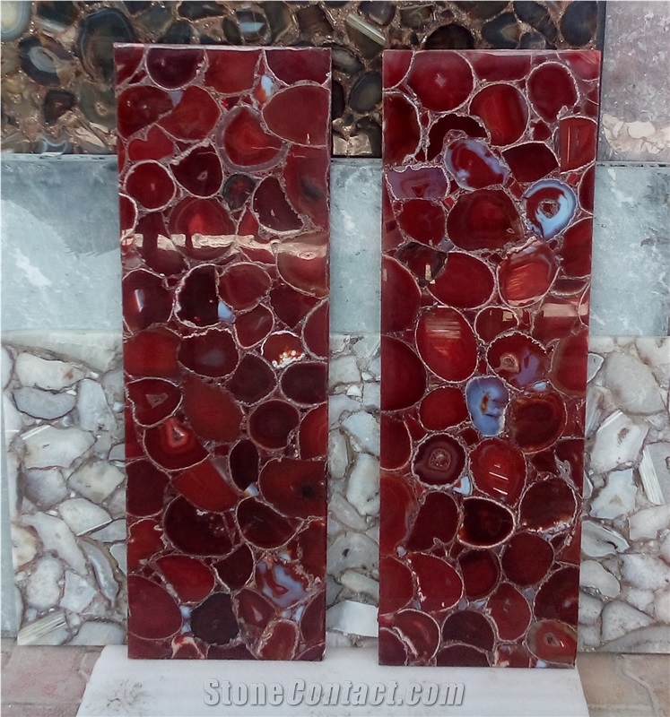 Red Agate Stone Semiprecious Stone Tiles & Slabs, Floor Covering Tiles