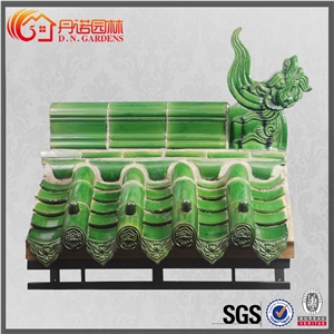 Green Color Chinese Type Glazed Roof Tiles for Garden Buildings