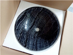Ancient Wood Marble Black Sink Kenya Black Marble Wash Basin