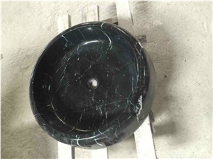 Black Nero Marquina Marble Round Sink