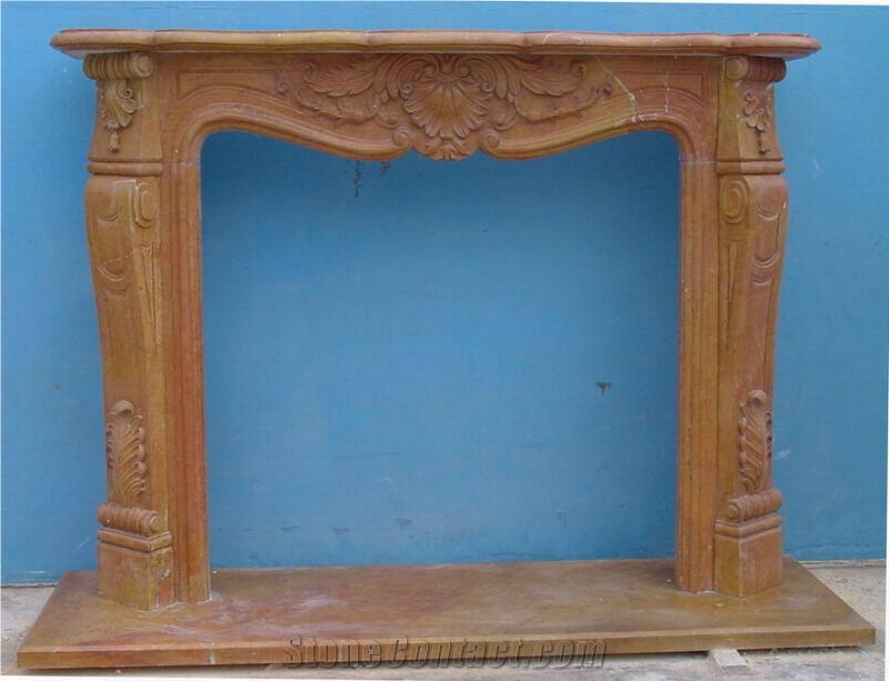 Brown French Style Marble Fireplace for Sale