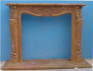 Brown French Style Marble Fireplace for Sale