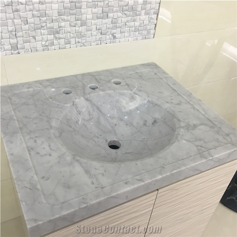 Carrara White Marble Grey Square Sink