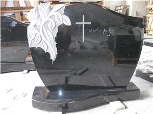 China Absolute Black Granite Hand Carved Tombstone