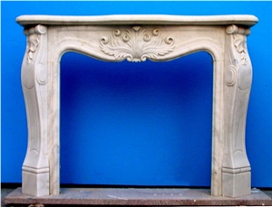 China White Marble Carving Indoor French Style Stone Fireplace-Rsc006