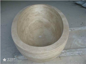 Crema Marfil Beige Marble Round Sink Factory Price
