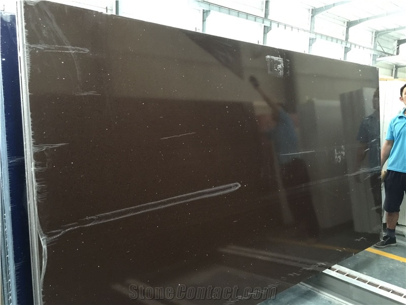 Crystal Black Quartz Stone Tile & Slab Engineered Stone