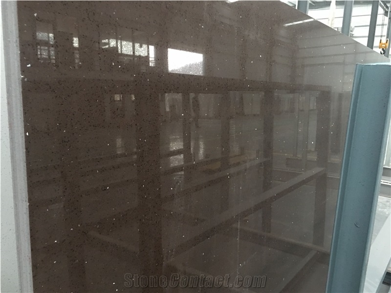 Crystal Dark Brown Quartz Stone Slab Engineered Stone
