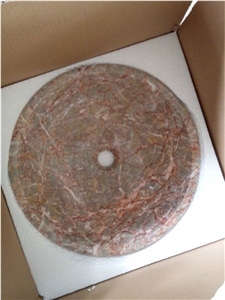 Cuckoo Red Marble Round Sinks Wash Bowls